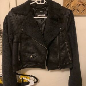 NWOT BDG leather jacket fuzzy sleaves
